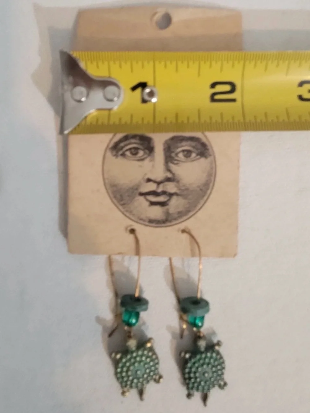 Vintage Heart's Desire Jewelry Designs Turtle Charm Dangle Bead Earrings Boho